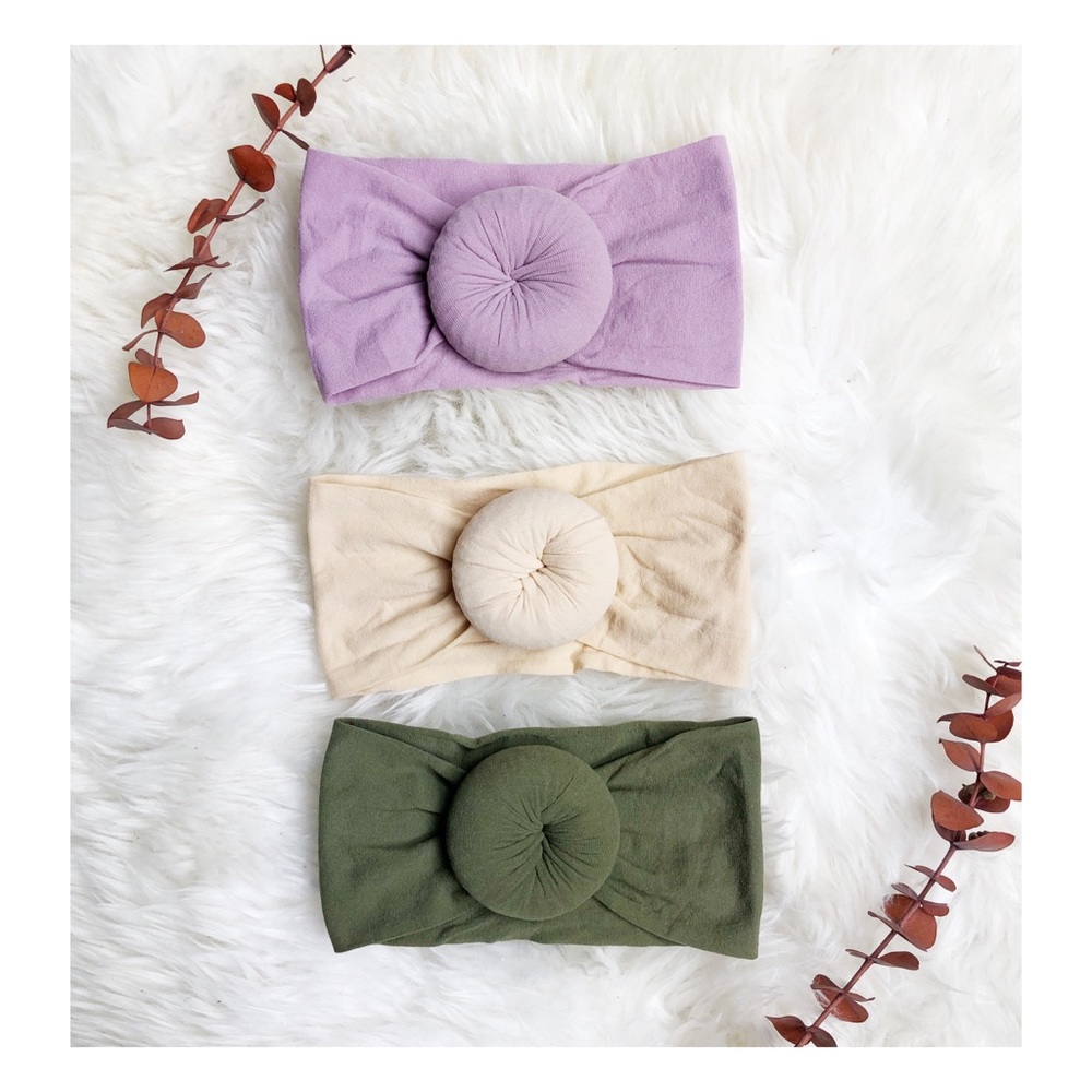 Brand new set of 3 baby girl turban knit headbands